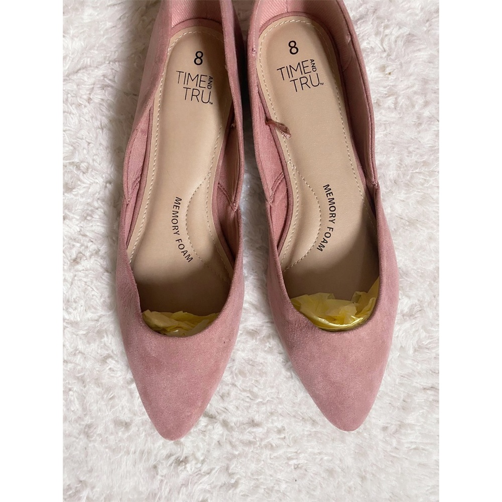 Pointed Toe Flats, Pink Suede - Picture 2 of 6